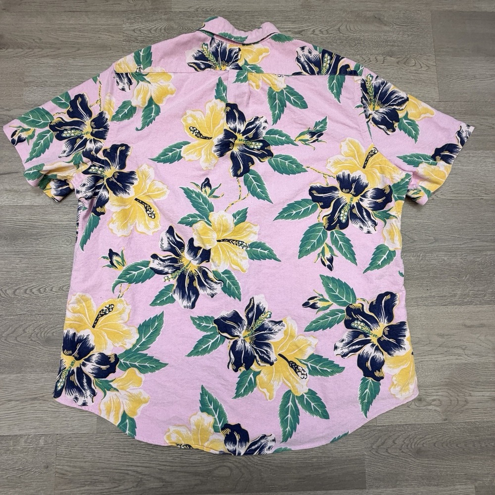 Ralph Lauren Tropical Button Down XL Short Sleeve Pink Blue Pony Floral Hawaiian - Picture 6 of 11